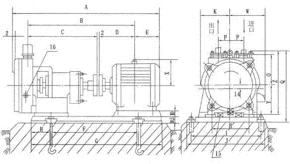 SZB/SZ水环式真空泵安装尺寸